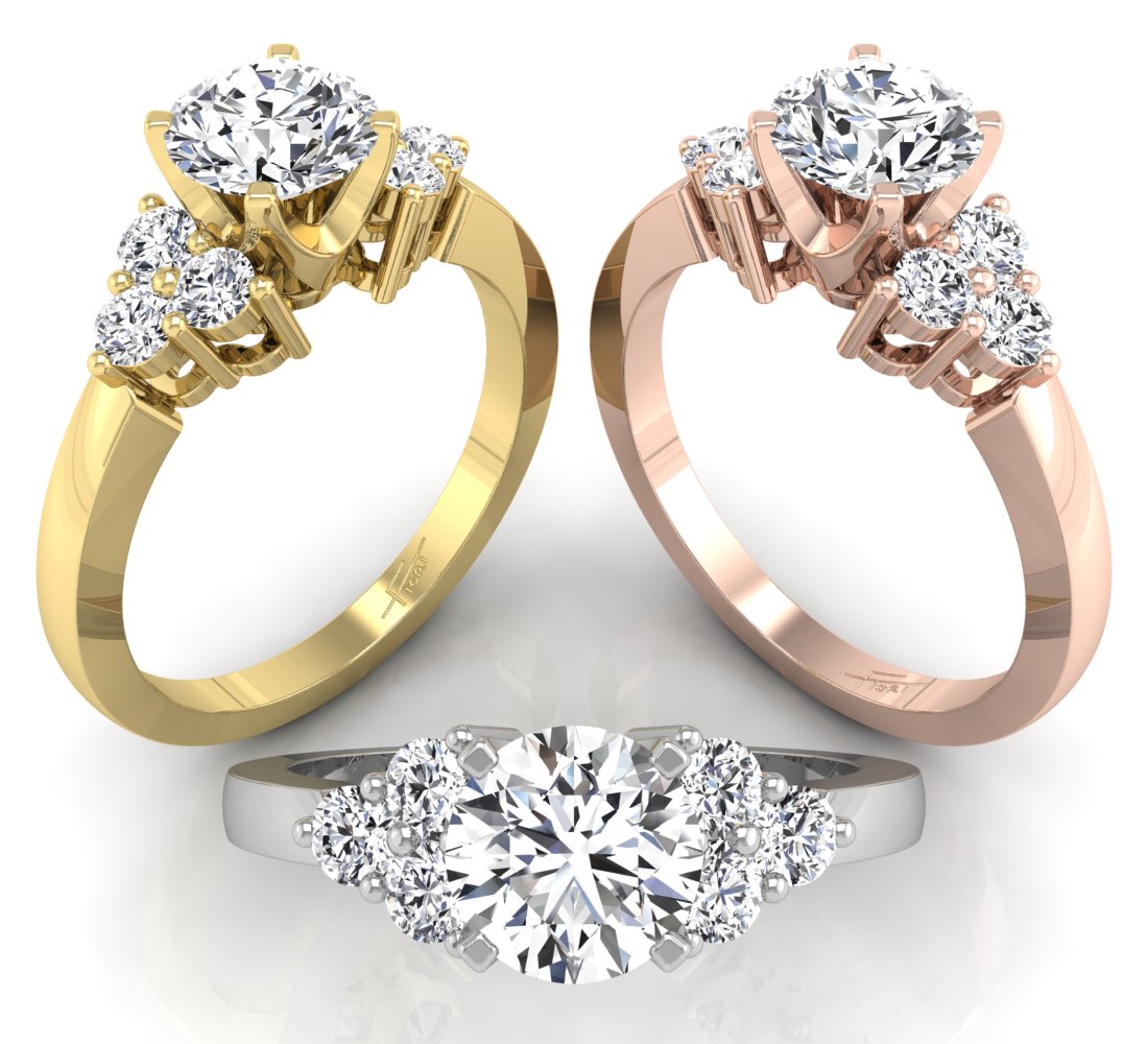 18K Solitaire Round Diamond Engagement Ring — 3 COLOR