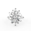 18K Floral Baguette Diamond Ring — TOP