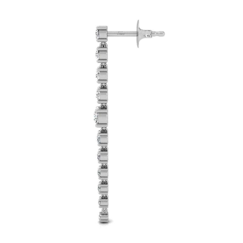 18K Round Diamond Drop Earrings — SIDE VIEW