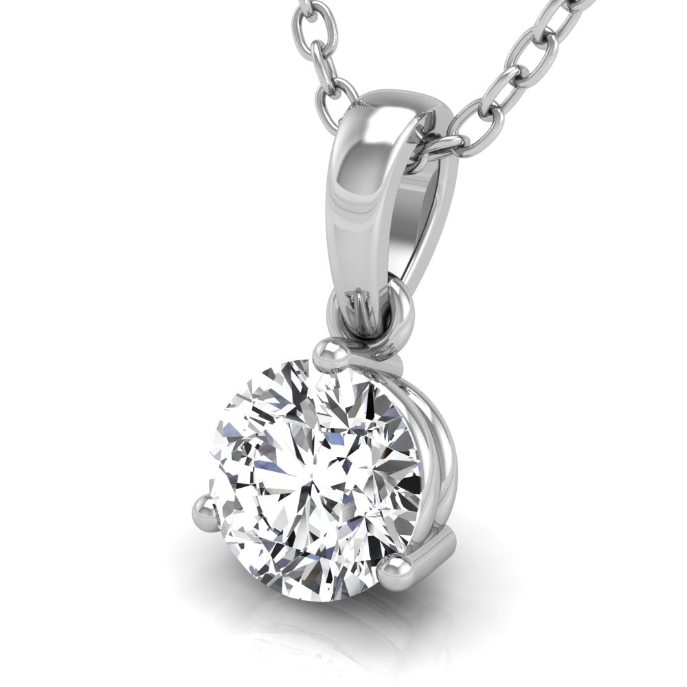 18K Solitaire Diamond Pendant — 3D VIEW