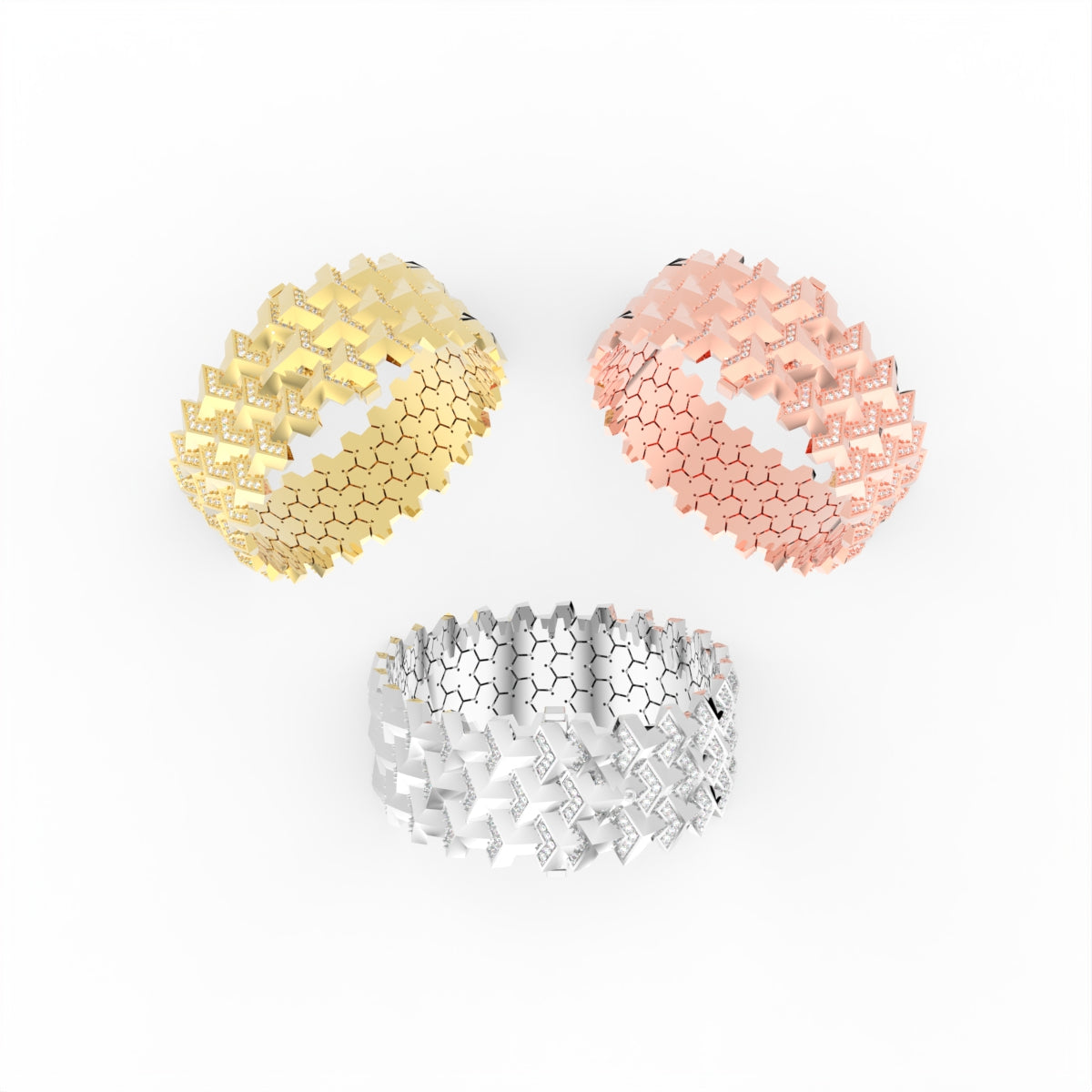 Sterling Silver Diamond Bracelet — 3 COLOR