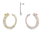 18K Baguette Diamond Moon Earrings — 3 COLOR