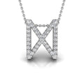18K White Gold Dagaz Viking Round Diamond Pendant — FRONT