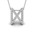 18K White Gold Dagaz Viking Round Diamond Pendant — FRONT