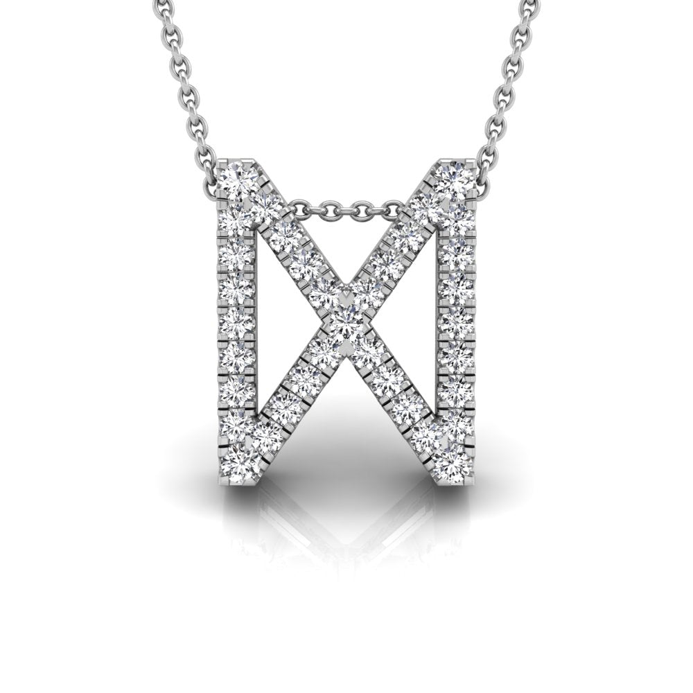18K White Gold Dagaz Viking Round Diamond Pendant — FRONT