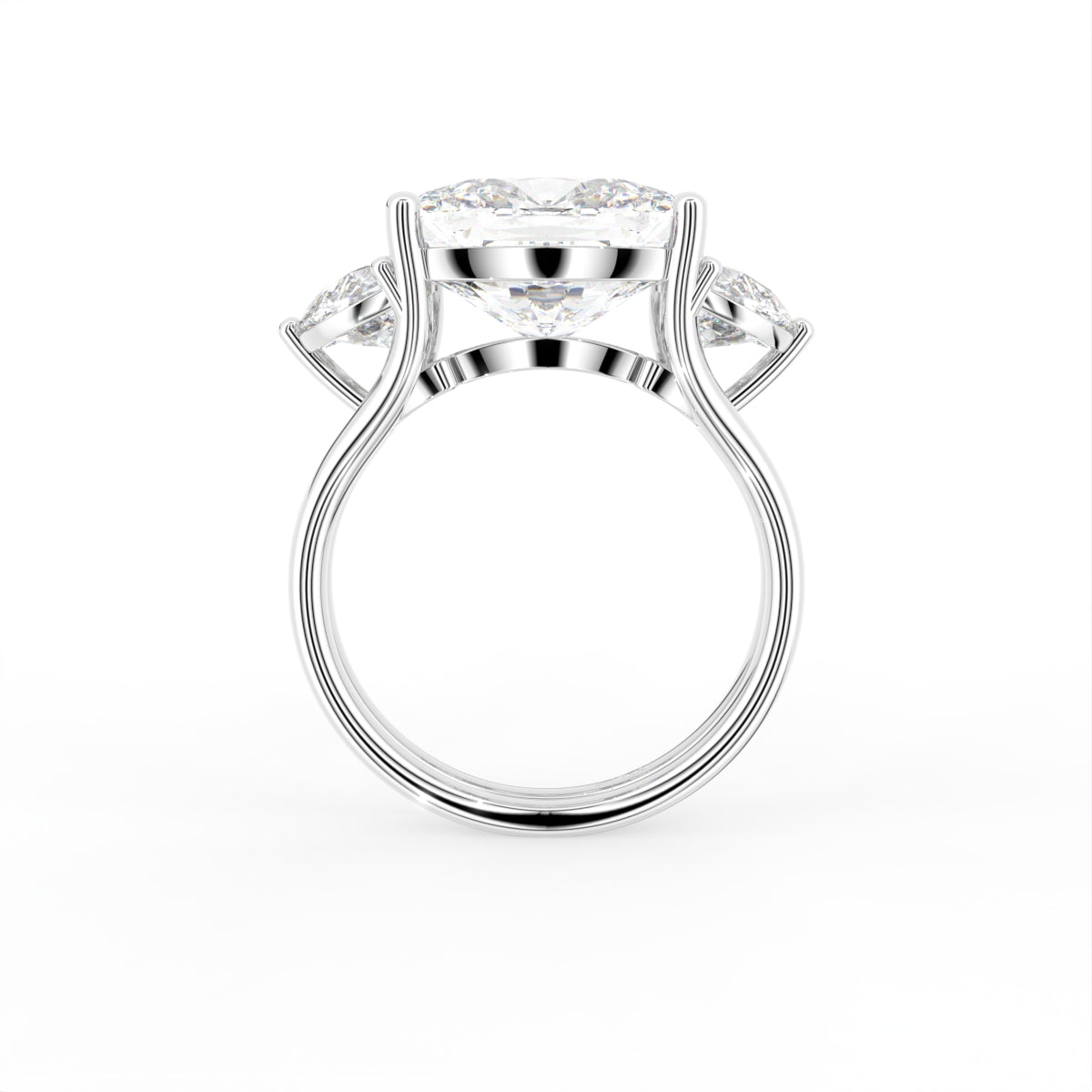 18K Trilogy Radiant Diamond Ring — FRONT