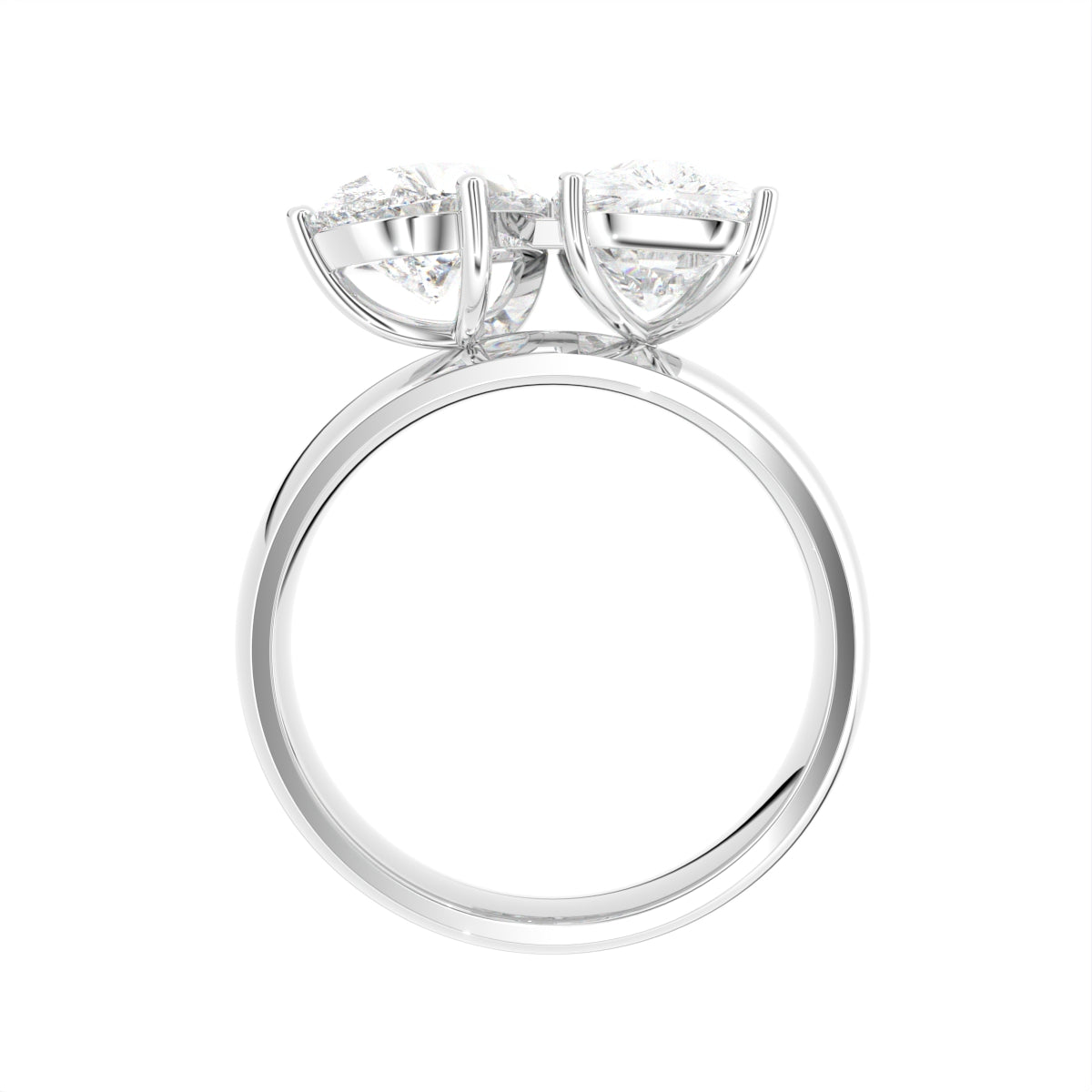 18K Pear Emerald Cut Diamond Ring — FRONT
