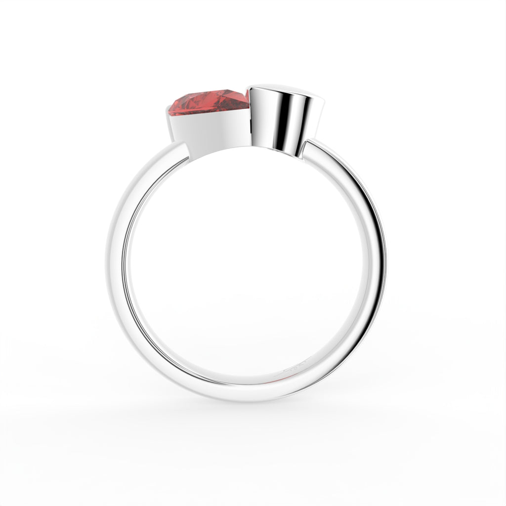 18K Solitaire Heart Diamond Ring — FRONT