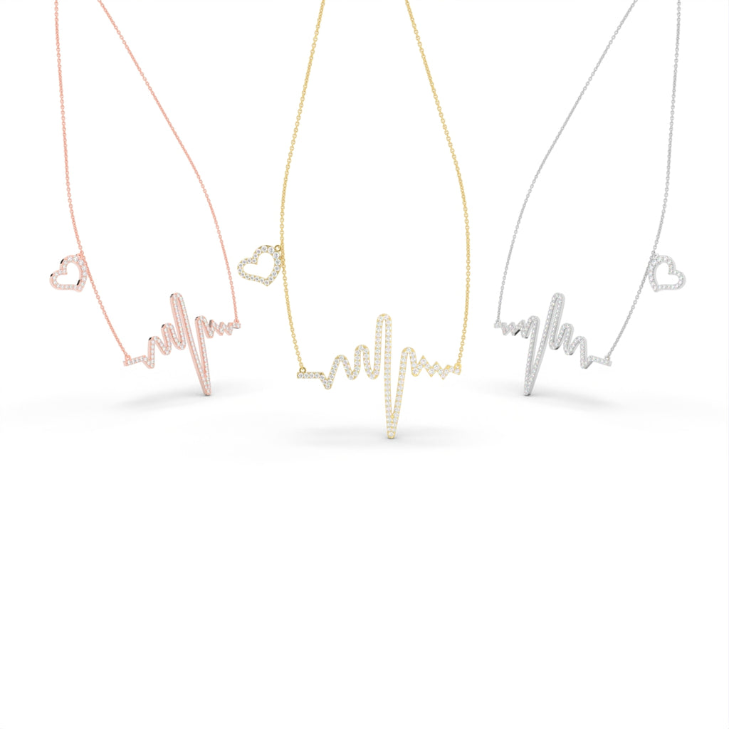18K Heartbeat Diamond Pendant — 3 COLOR