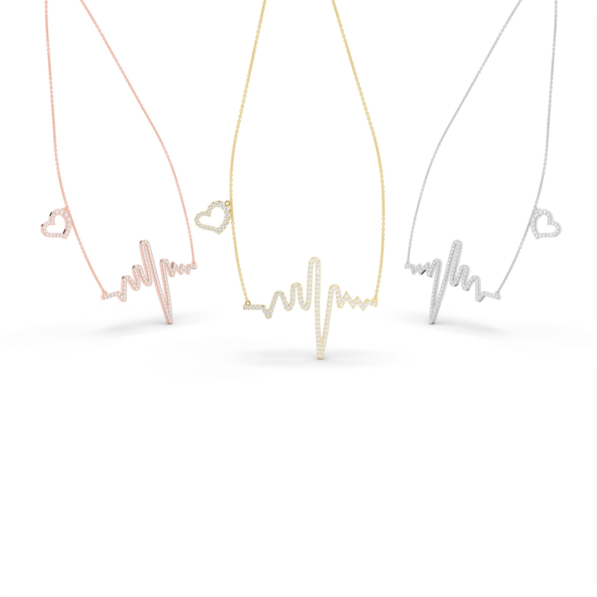 18K Heartbeat Diamond Pendant — 3 COLOR