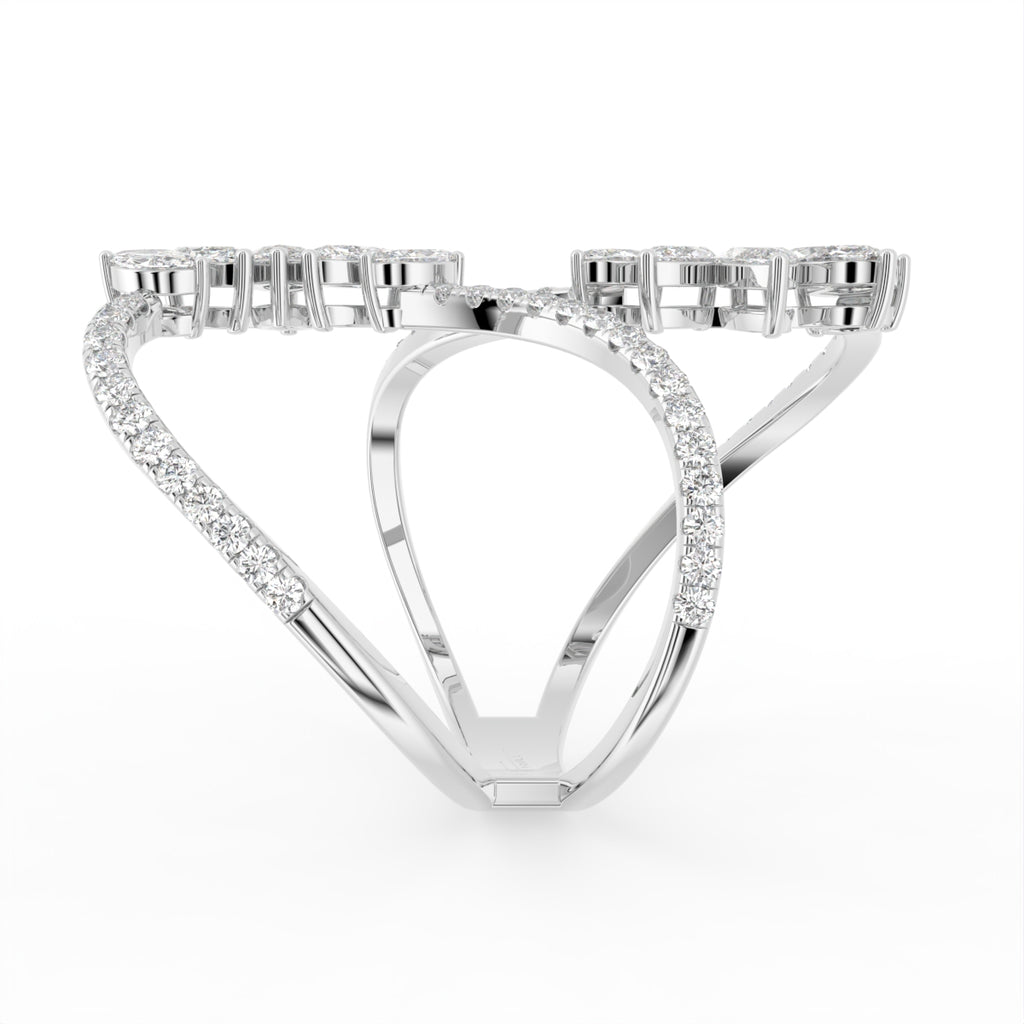 18K White Gold Bespoke Diamond Ring — SIDE
