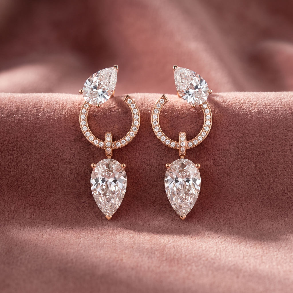 18K Pear Diamond Drop Earrings — AI cloth, in-house