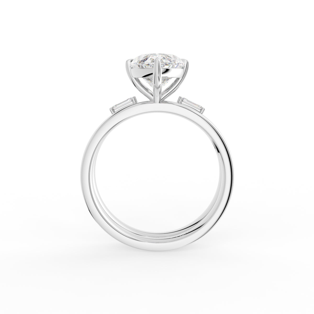 18K Yellow Gold Solitaire Marquise Diamond Ring — FRONT