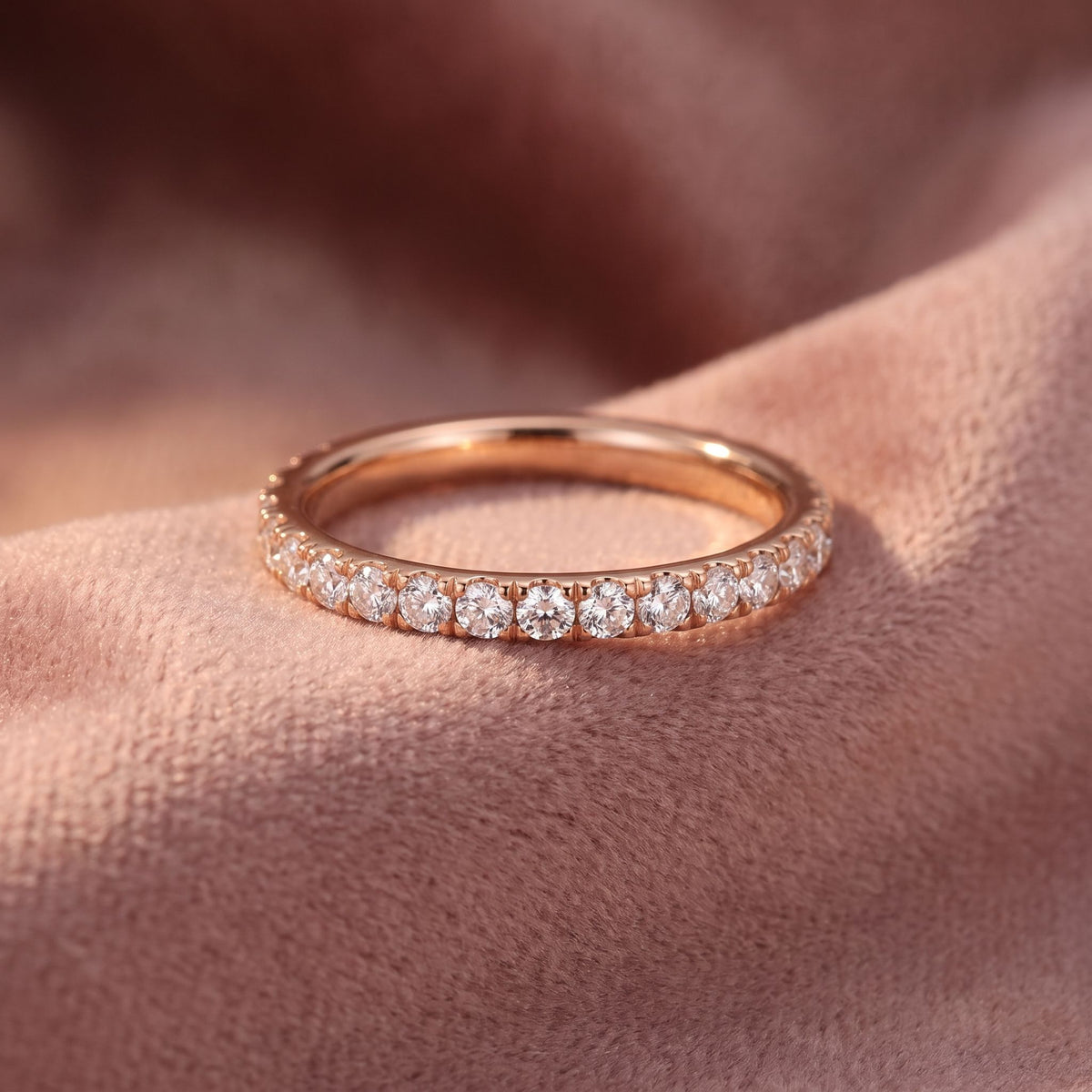 18K Half Eternity Round Diamond Ring — AI cloth, in-house