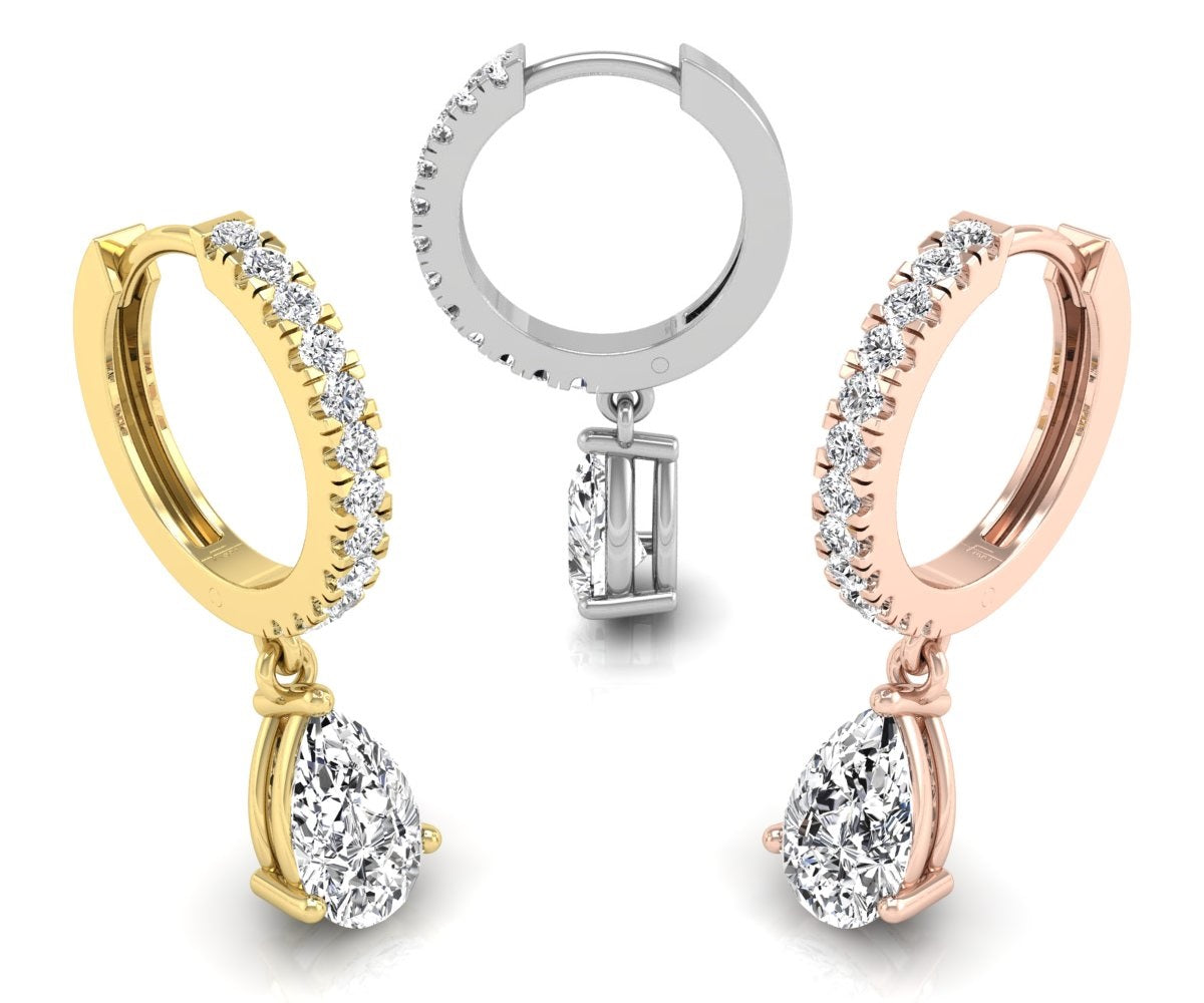 18K Pearl Drop Diamond Earrings — 3 COLOR