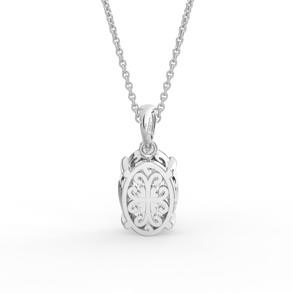 18K Solitaire Oval Diamond Pendant — BACK