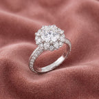 18K Floral Round Diamond Ring — AI cloth, in-house