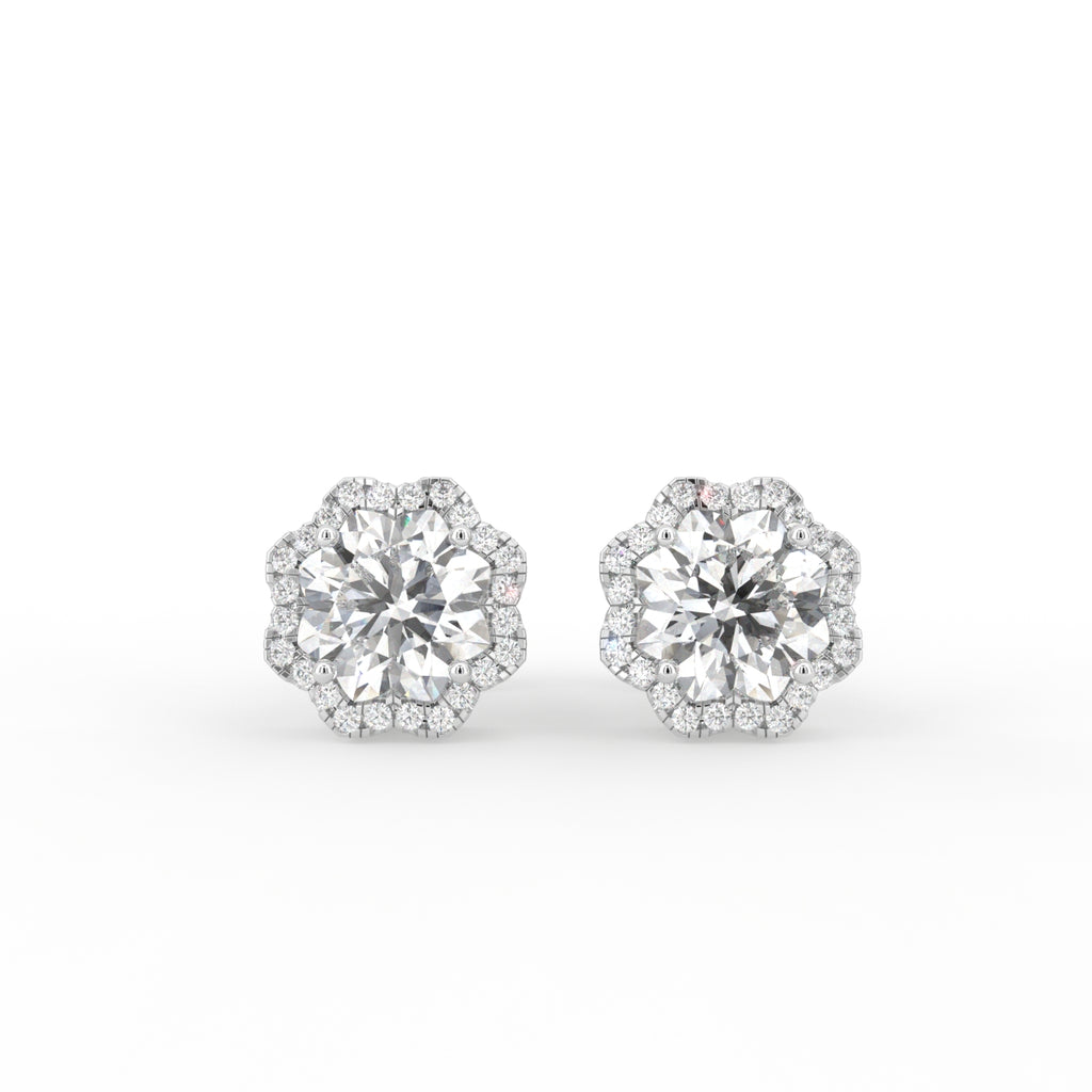 18K Halo Diamond Earrings — TOP