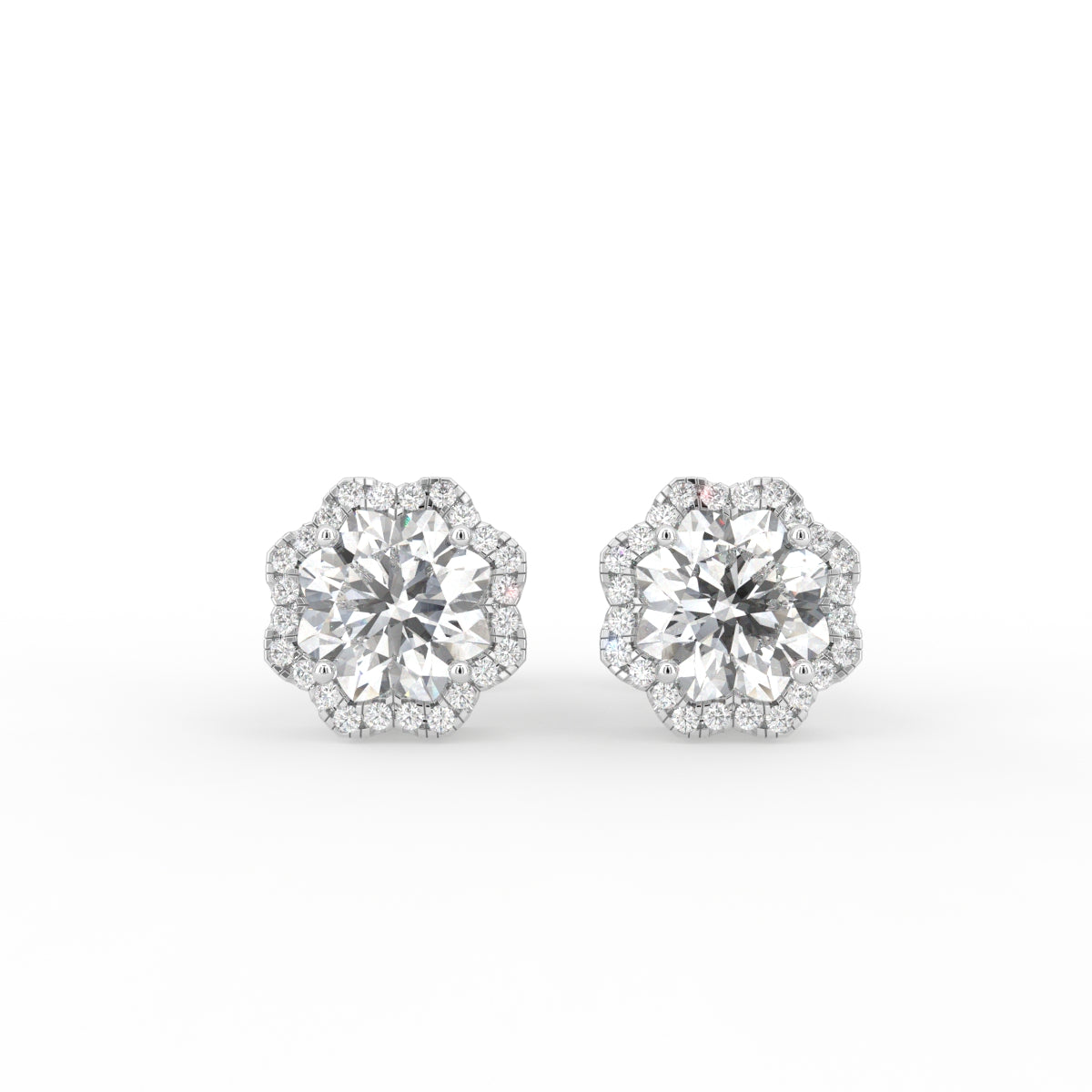 18K Halo Diamond Earrings — TOP