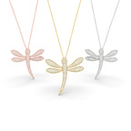 18K Dragonfly Diamond Pendant — 3 COLOR