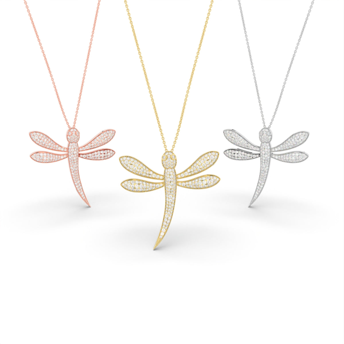 18K Dragonfly Diamond Pendant — 3 COLOR