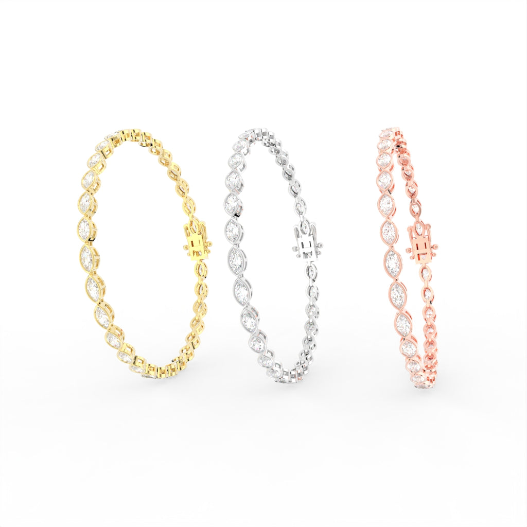 Sterling Silver Diamond Bracelet — 3 COLOR