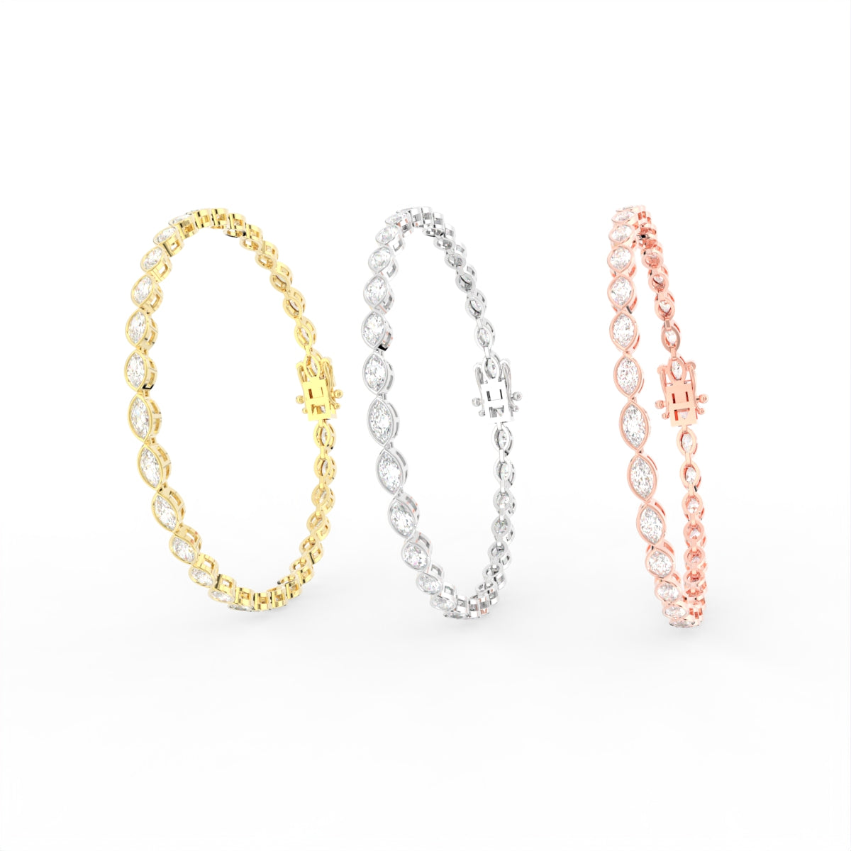 Sterling Silver Diamond Bracelet — 3 COLOR