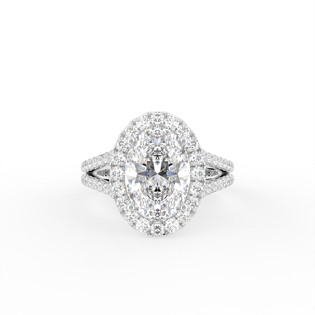18K Halo Oval Diamond Engagement Ring — TOP