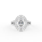 18K Halo Oval Diamond Engagement Ring — TOP