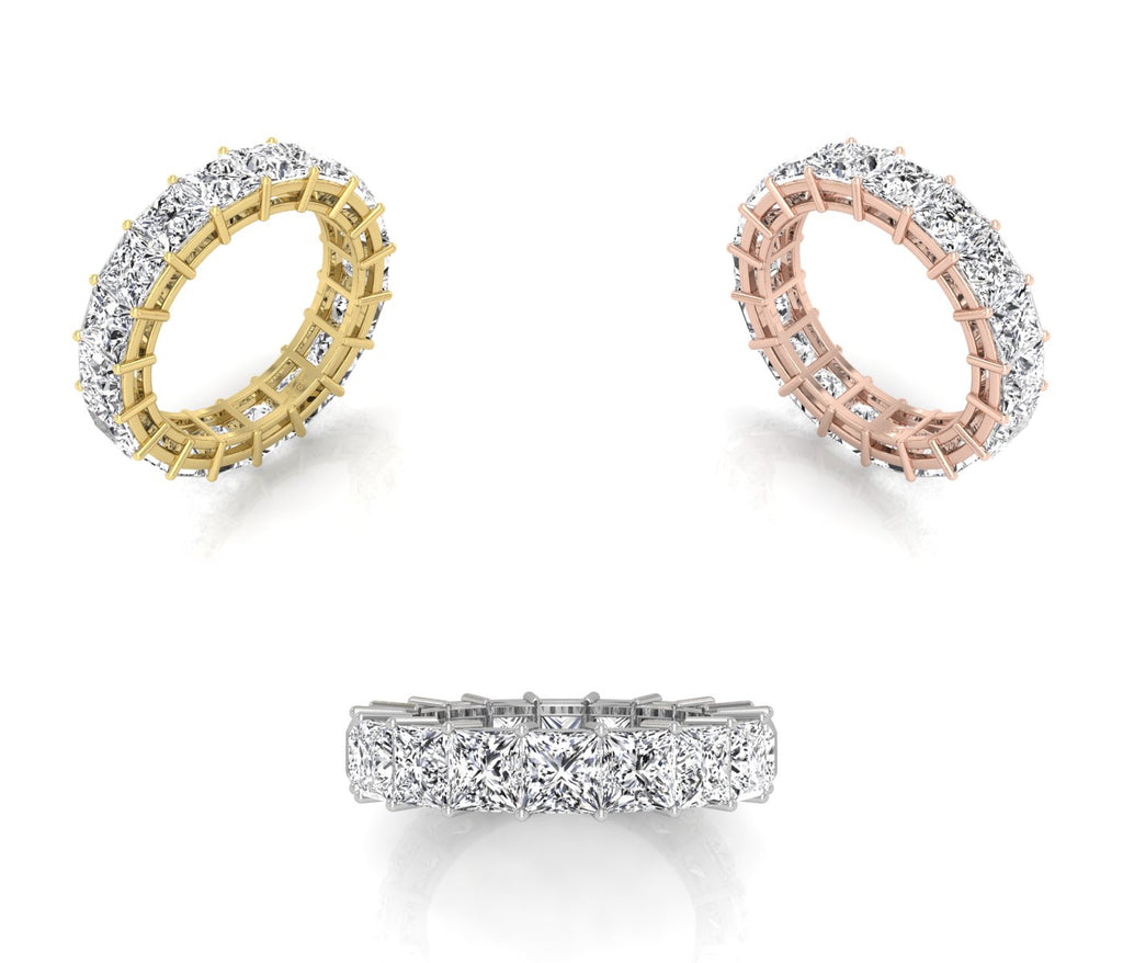 vimg:FJ3289|vimg:FJ2073|14K White Gold Full Eternity Princess Diamond Ring — 3 COLOR