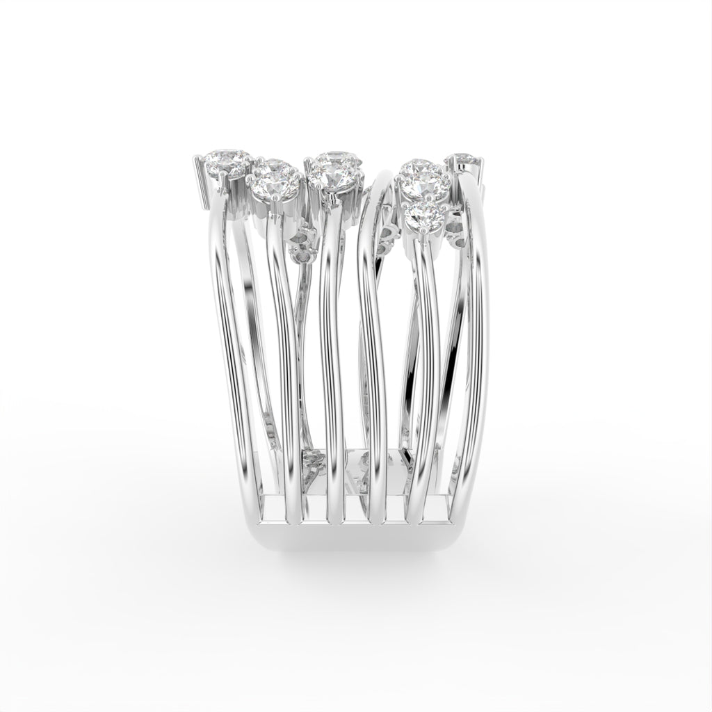 18K Bespoke Round Diamond Statement Ring — SIDE