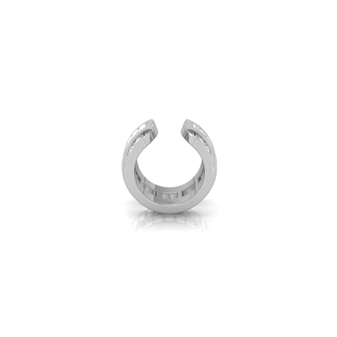 14K White Gold Baguette Diamond Piercing Earrings — SIDE VIEW