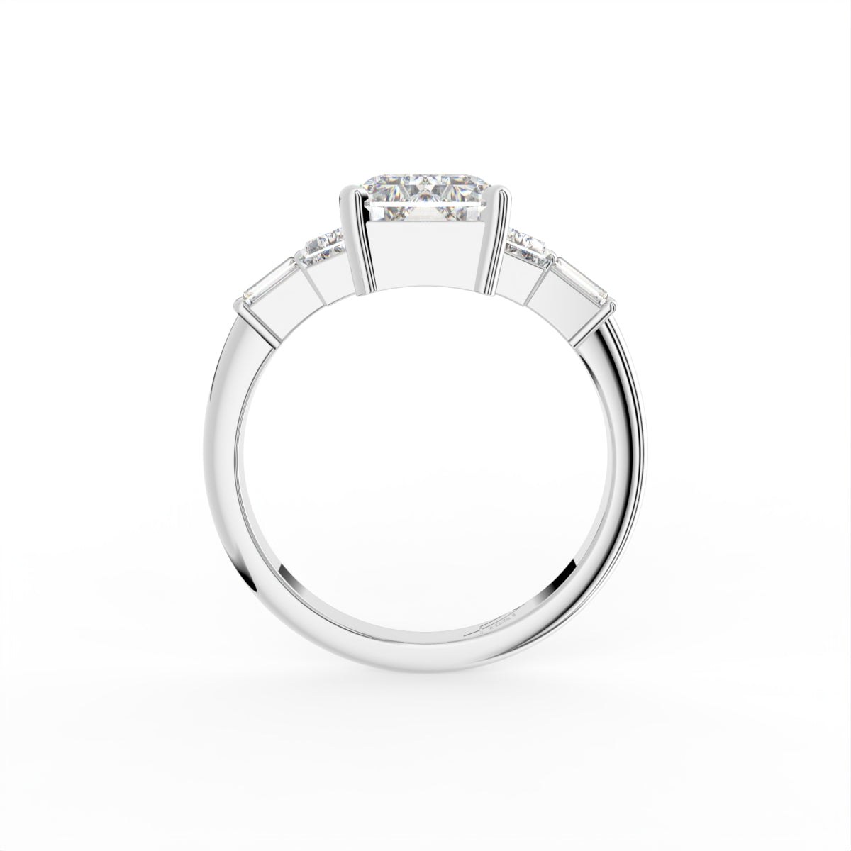 18K Emerald Cut Diamond Solitaire Ring — FRONT