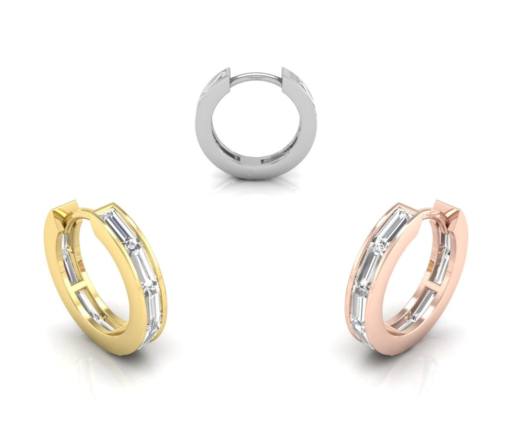14K Diamond Hoop Earrings — 3 COLOR