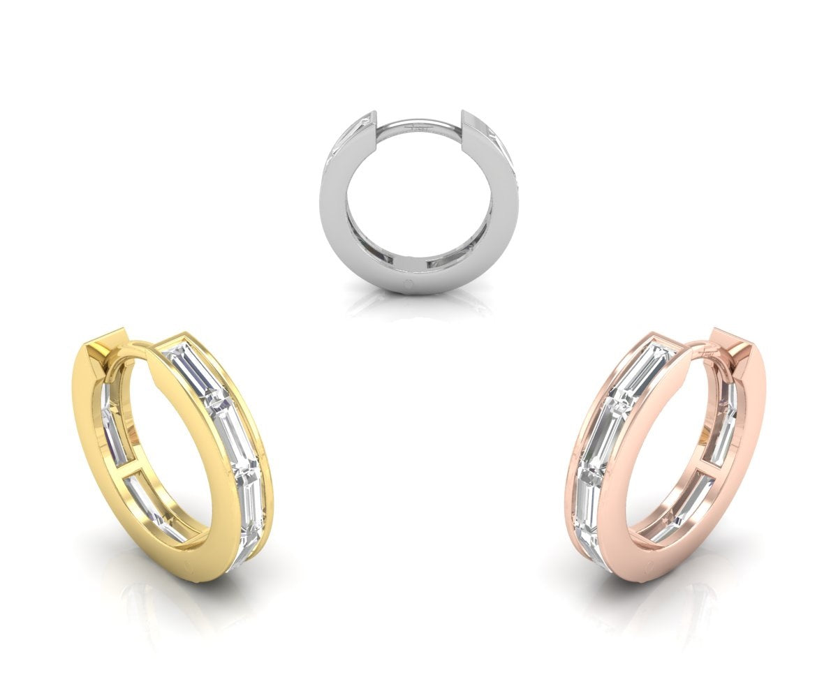 14K Diamond Hoop Earrings — 3 COLOR
