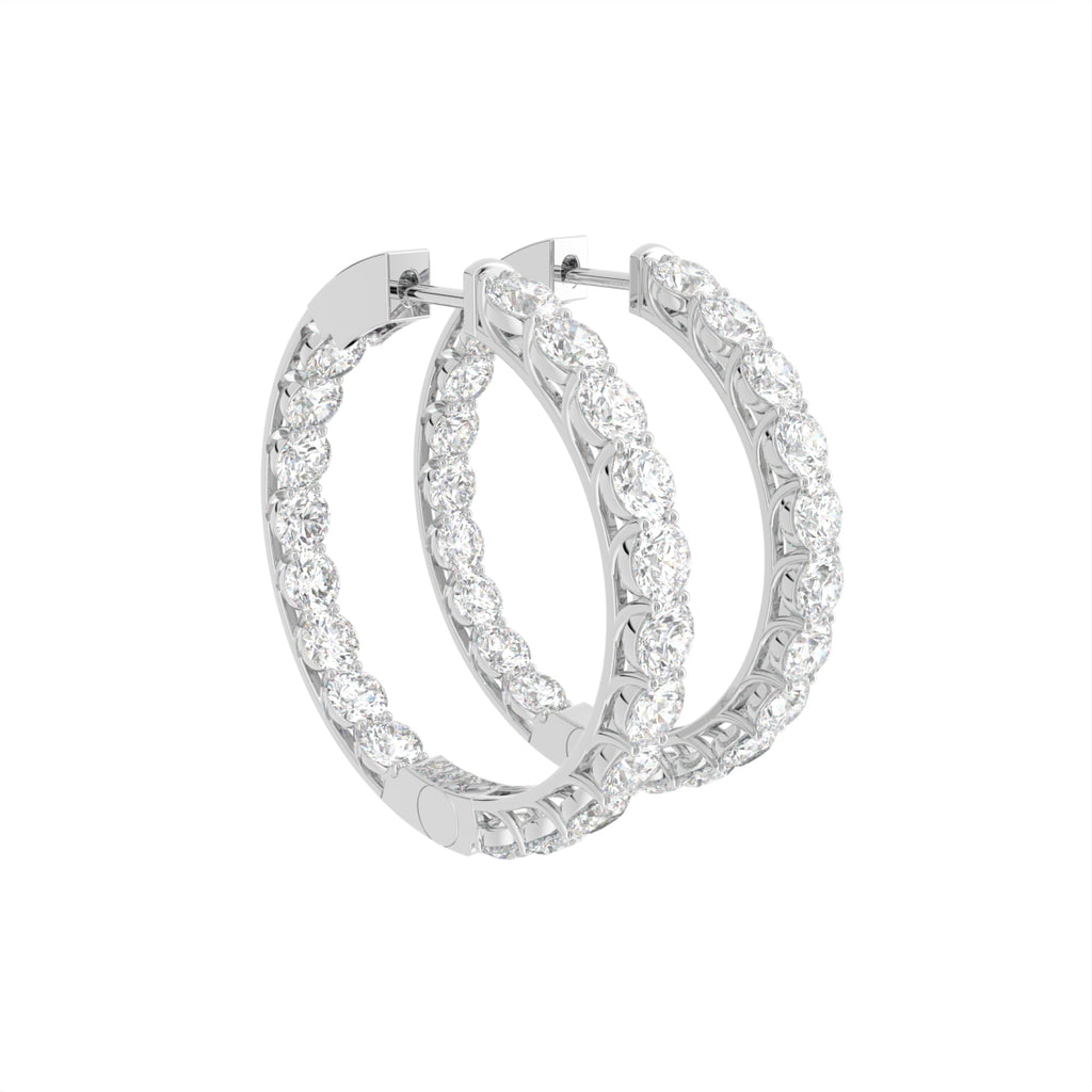 18K Diamond Hoop Earrings — 3D VIEW