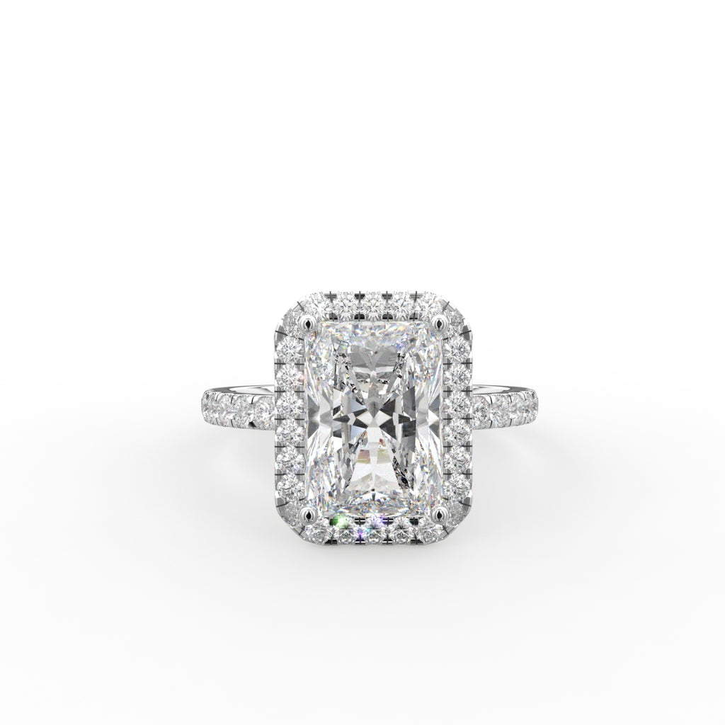 18K Halo Radiant Diamond Ring — TOP