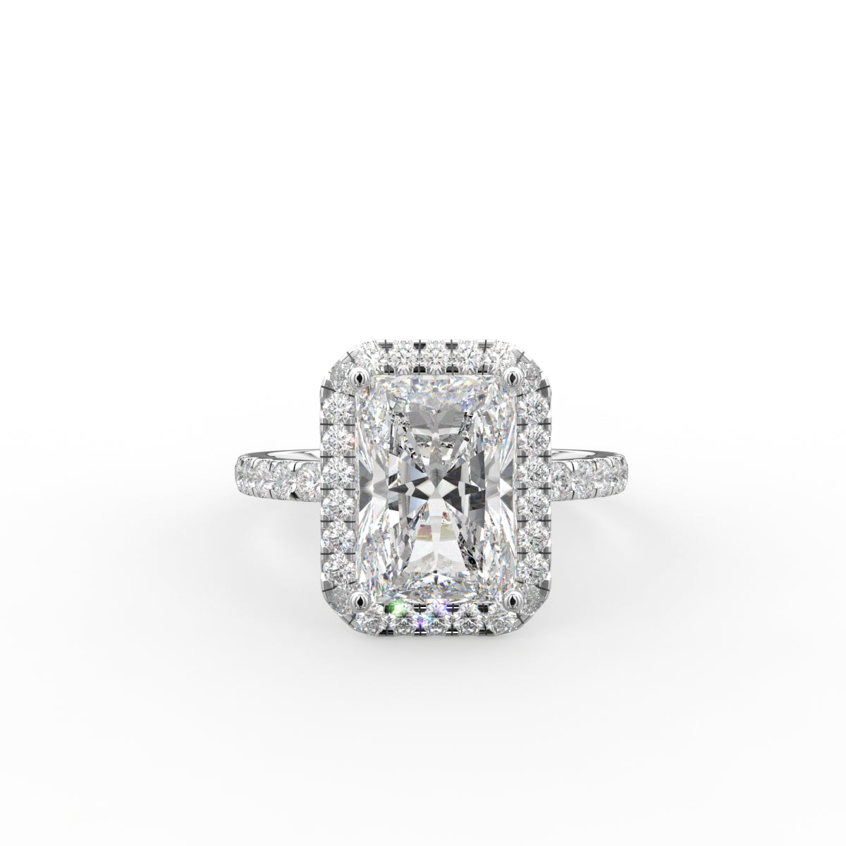 18K Halo Radiant Diamond Ring — TOP