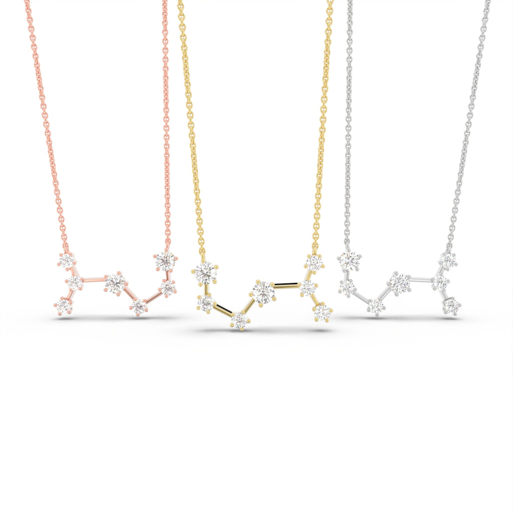 18K Yellow Gold Constellation Round Diamond Pendant — 3 COLOR