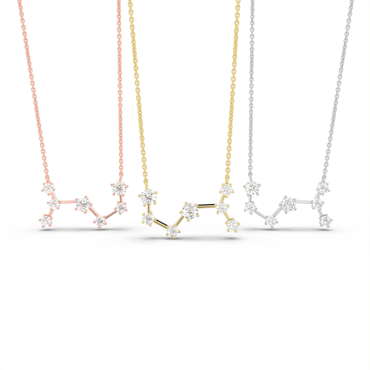 18K Yellow Gold Constellation Round Diamond Pendant — 3 COLOR