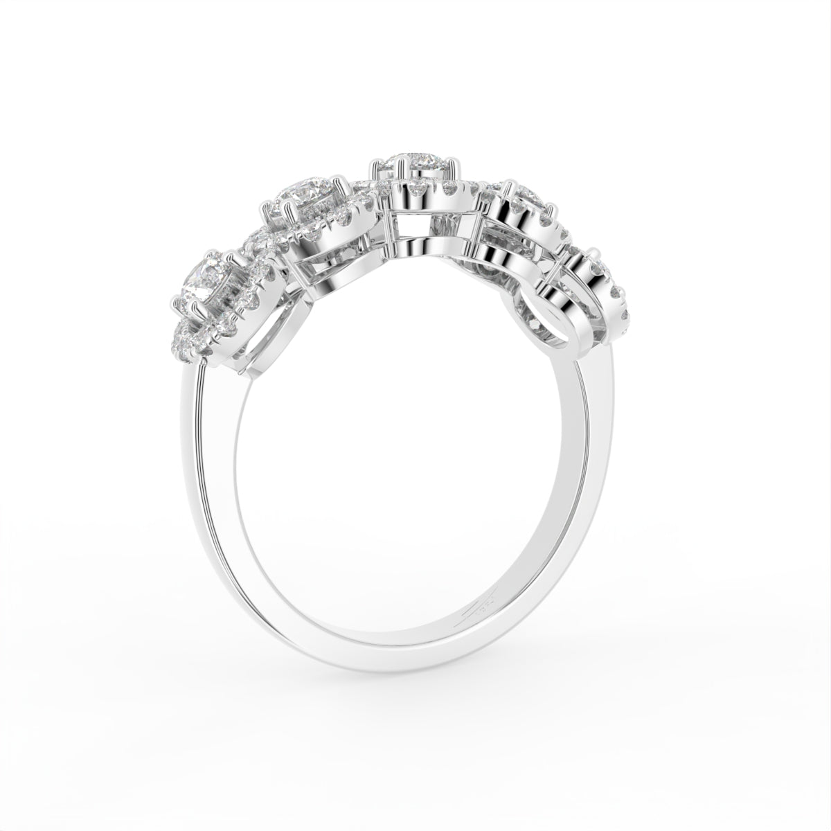 18K Halo Round Diamond Ring — 3D VIEW