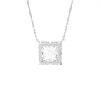 18K Solitaire Halo Princess Diamond Pendant — BACK