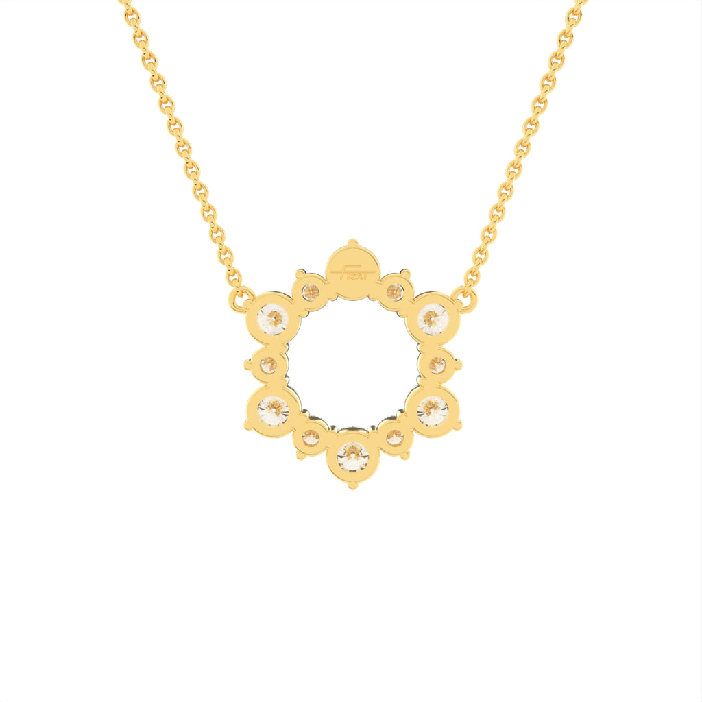 14K Yellow Gold Bespoke Round Diamond Pendant — BACK