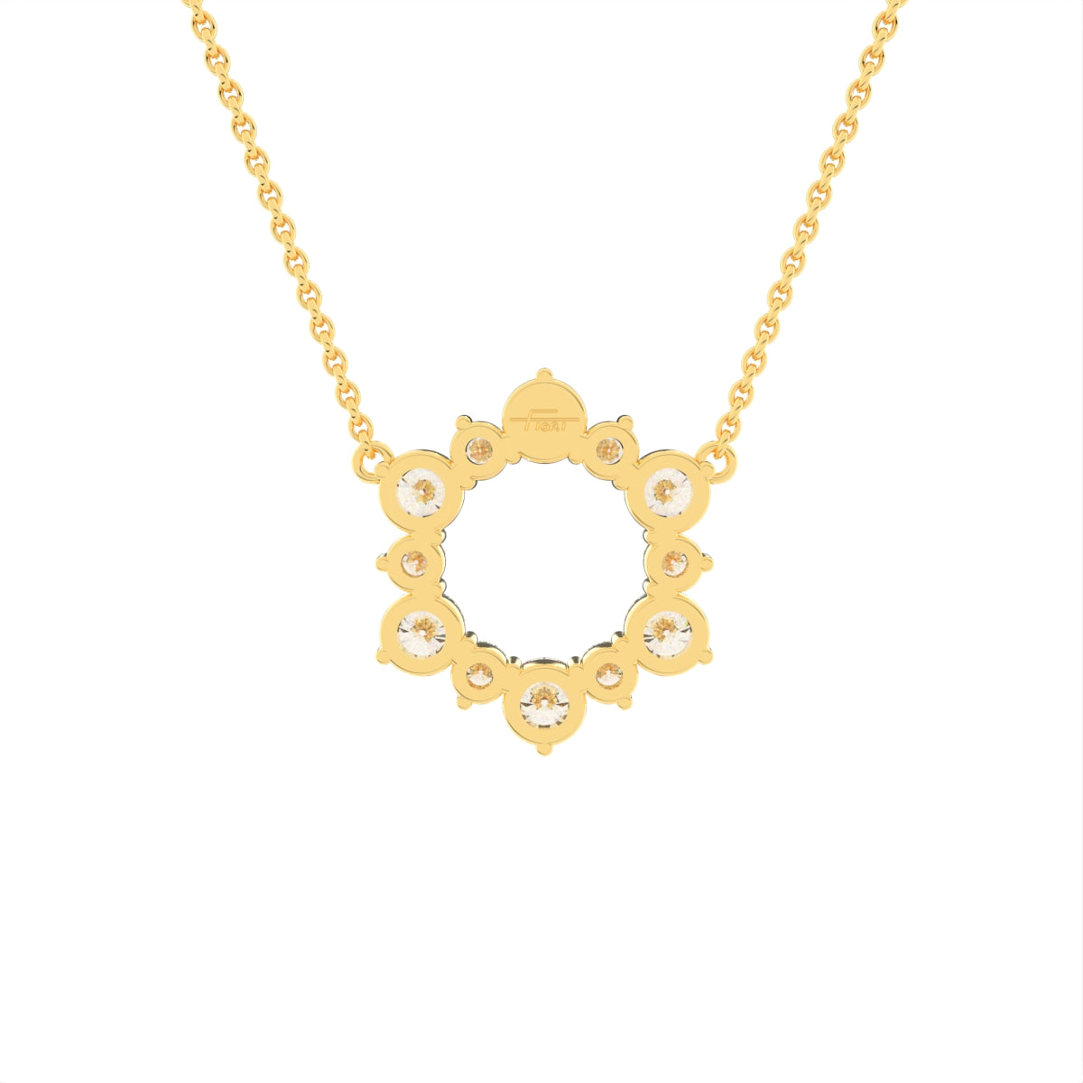 14K Yellow Gold Bespoke Round Diamond Pendant — BACK
