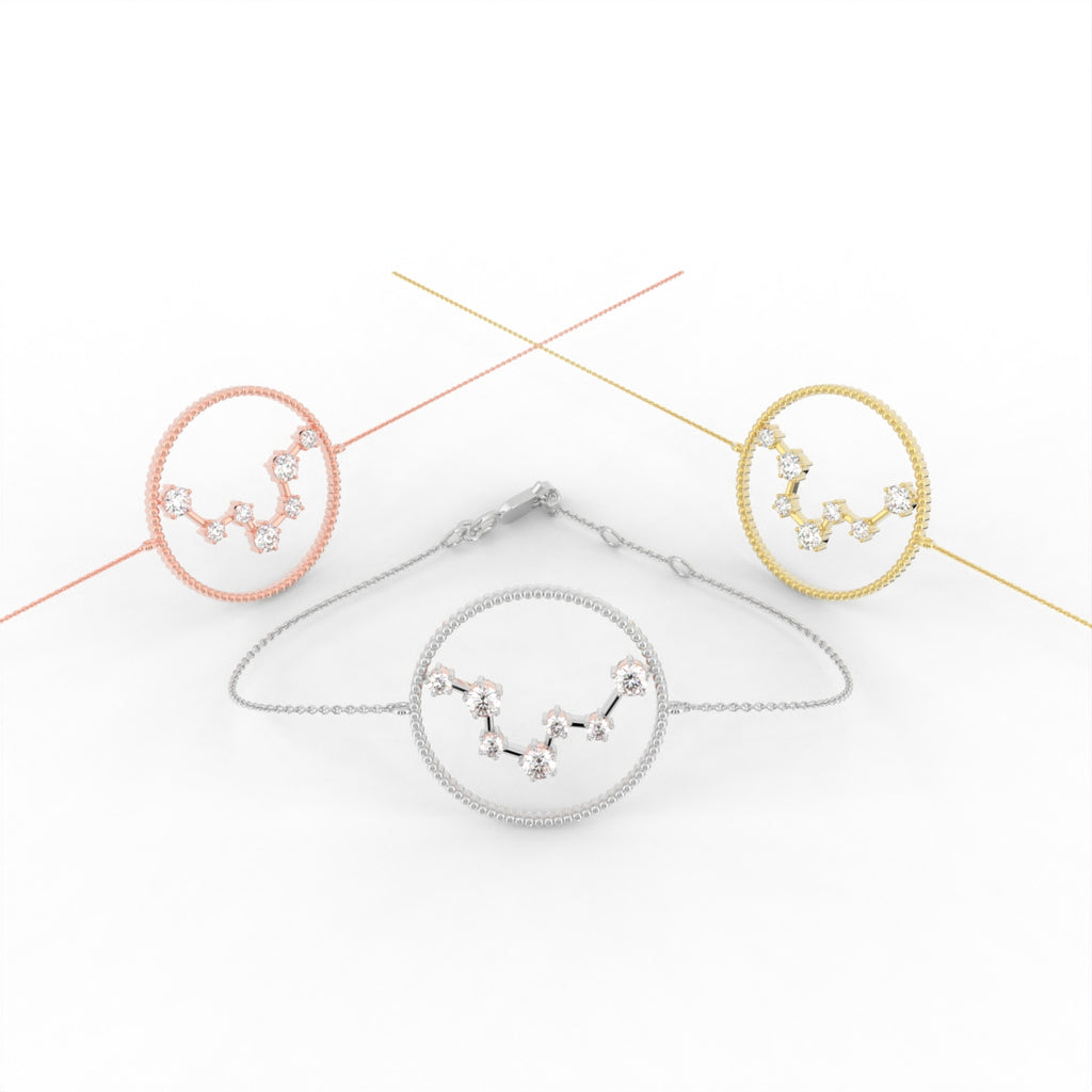 18K Pisces Constellation Diamond Bracelet — 3 COLOR