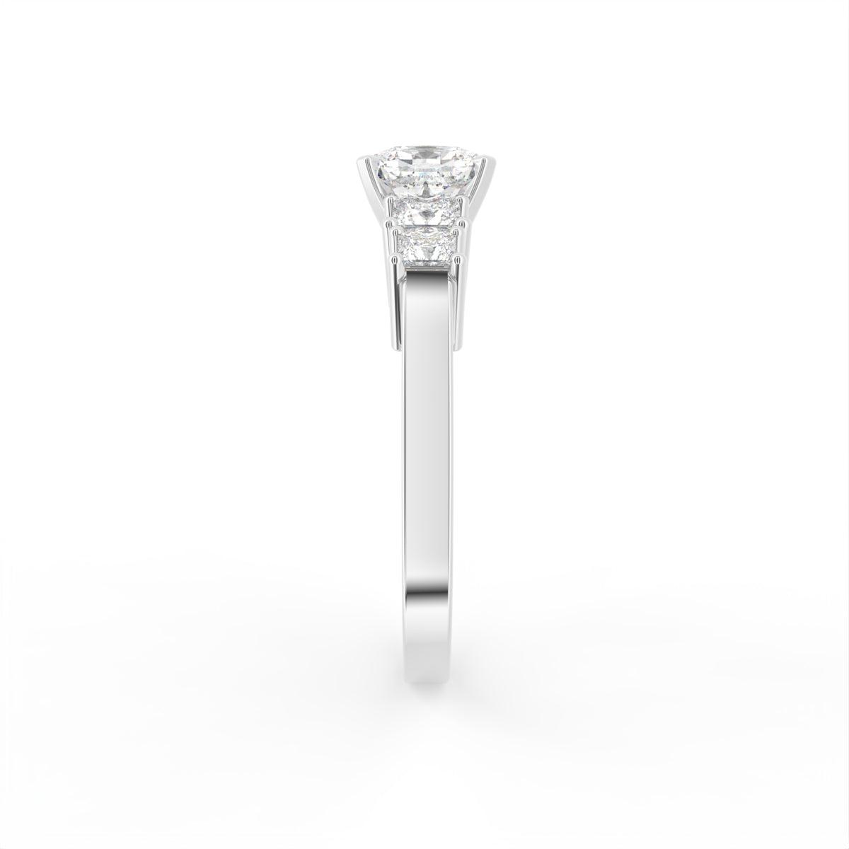 18K Bespoke Cushion Diamond Ring — SIDE