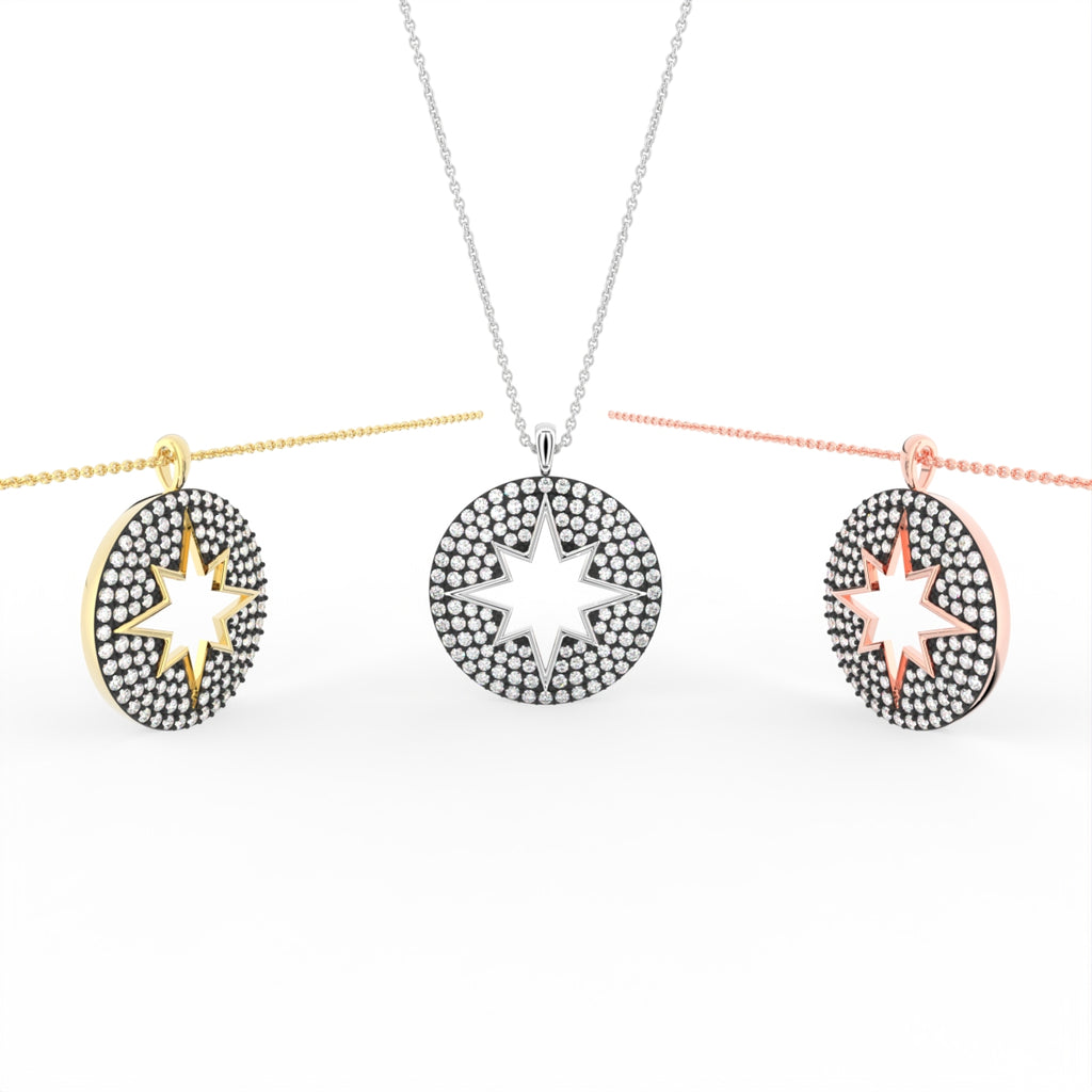 Sterling Silver Diamond Pendant — 3 COLOR