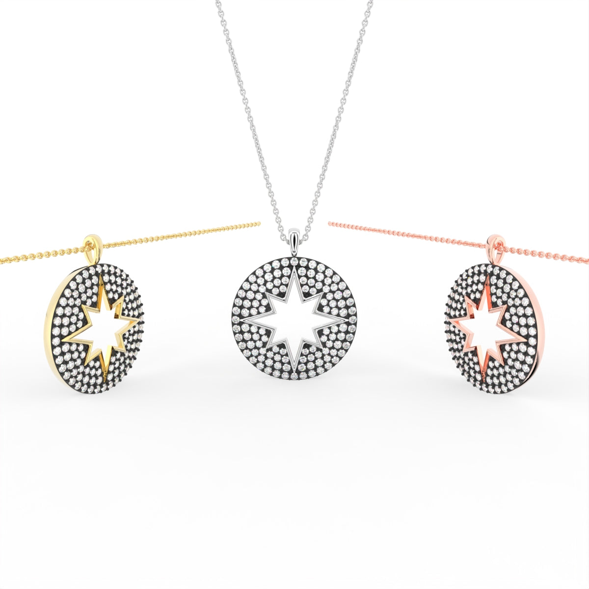 Sterling Silver Diamond Pendant — 3 COLOR