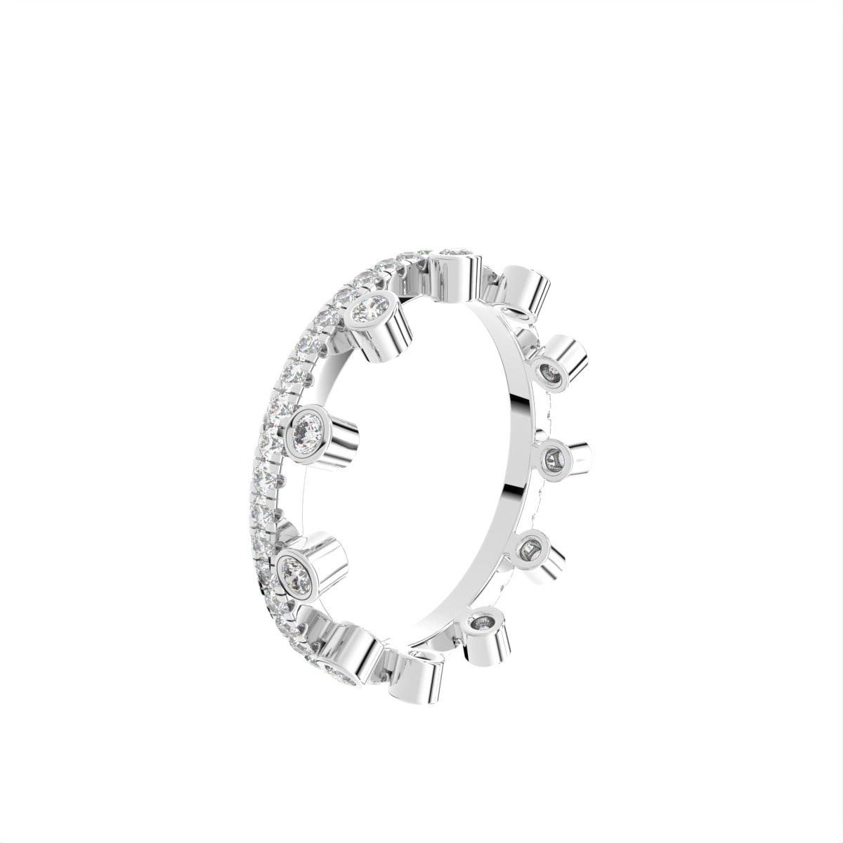 18K Yellow Gold Round Eternity Diamond Ring — 3D VIEW