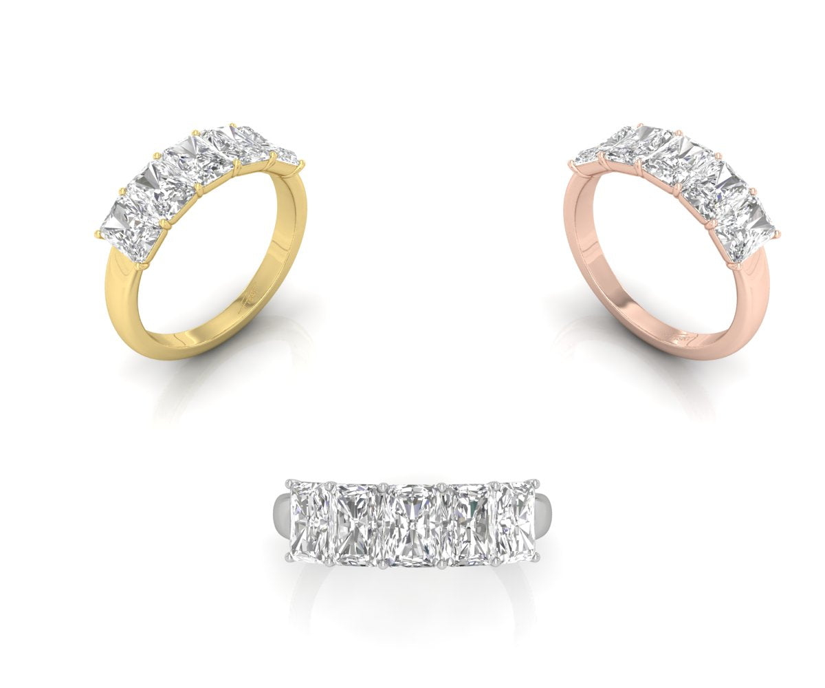 vimg:FJ3266|vimg:FJ3267|14K White Gold Eternity Emerald Diamond Ring — 3 COLOR